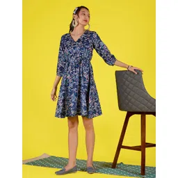 Amarasha Floral Print Crepe Fit & Flare Dress-picture-23