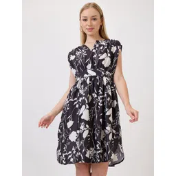 Amarasha Floral Print Crepe Fit & Flare Dress-picture-28