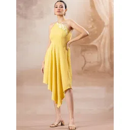 Amarasha Halter Neck Applique Fit & Flare Midi Dress-picture-36