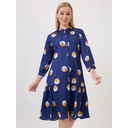 Amarasha Polka Dot Print Keyhole Neck Crepe Fit & Flare Dress-picture-35