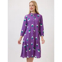 Amarasha Polka Dot Print Keyhole Neck Crepe Fit & Flare Dress-picture-38