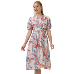 Amarasha Tropical Print Crepe Fit & Flare Dress-picture-27