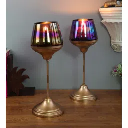 amaya decors Black Glass Stand Tealight Holder Set of 2-picture-14