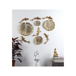 Amaya Decors Gold Aluminium Fish & Plate Wall Art Set of 10-picture-11