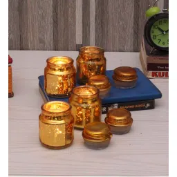 amaya decors Gold Glass Jars With Lid Set of 4-picture-40