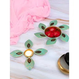 Amaya Decors Gold-Toned & Green 2 Pieces Leaves Decorative Bowl With Dia-picture-12