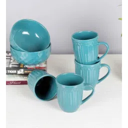 amaya decors Green Ceramic Mug & Bowl Combo Set of 6-picture-40