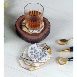 amaya decors Green Hexagon Resin Coaster Set of 4-picture-14