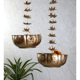 amaya decors Hanging Big Lotus Urli Set of 2-picture-39