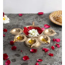 amaya decors Lotus Diya Akhand Jyot With Handle-picture-17