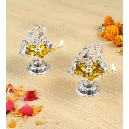 amaya decors Set Of 2 Peacock Aluminium Akhand Diyas-picture-29