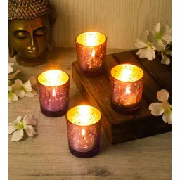 amaya decors Set of 4 Purple Glass Votive-picture-21