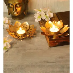 amaya decors Set of 5 Flower Shape Tealight Holders-picture-11