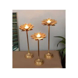 Amaya Decors Small Six Flower Leaves Detachable Tealight Holder Set of 3-picture-29