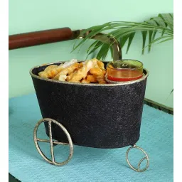 amaya decors Wheel Barrow Snacks Platter with Glass 8x6x4 Inch-picture-22