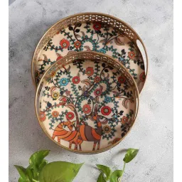 amaya decors White Peacock Pichwai Tray Set of 2-picture-21