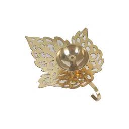 Amaya Decors Yellow Leaf-Shaped Brass Dia With Handle-picture-33