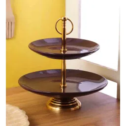 Ceramic Purple Cake/ Snacks Platter with Stand-image-1