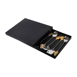 amaya decors Gold Leaf & Silver Steel Serving Set of 8 image 4