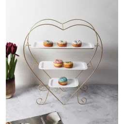 Heart Shape Gold & White Platter-image-39