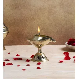 amaya decors Lamp Shape Brass Akhand Diya image 1