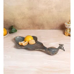 Peacock Aluminium Silver Big Gifting Platter-image-33
