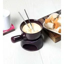 Purple Fondue Set With Plate & Fondue Sticks-image-0