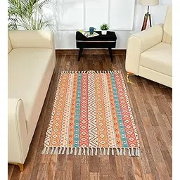 AMAZE ATTIRES Handmade Printed Chindi Floor Rectangular Dhurrie/Rugs/Carpet for Living Room/Bedroom/Drawing Room/Hall Home Decor (2 Feet X 3 Feet, Red)-picture-28