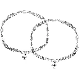amazon brand - anarva Women's 925 Sterling Silver BIS Hallmarked Antique Oxidized Stylish Anklets for Women & Girls-picture-46