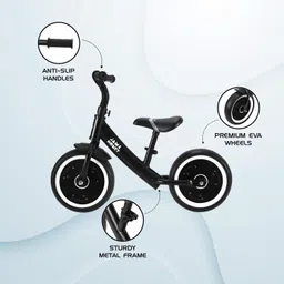 Amazon Brand - Jam & Honey Kids Lightweight Pedal Free Balance Cycle | Safe, Durable, and Made in India | Suitable for Girls and Boys 2-4 Years | BIS Certified (Black) image 4