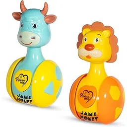 Amazon Brand - Jam & Honey Baby Rattle Tumbler Set of 2 I Best Learning Toy Pushing Or Holding Toys | Baby Development Toys-image-2