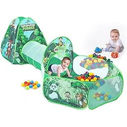 Amazon Brand - Jam & Honey Jungle Animals 3 in 1 Combo Tunnel for Kids | Tunnel, Play Tent House, Ball Pool for Kids 3 to 6 Years | Spacious, Lightweight and Portable | Without Balls | Multi Colour-picture-14