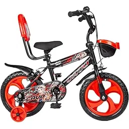 Amazon Brand - Jam & Honey Kids 14T Bicycle | Sturdy Steel Frame | EVA Tyres | Adjustable Seat & Handlebar | Training Wheels | Front Basket | Red-picture-18