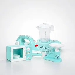 Amazon Brand - Jam & Honey Kids Pretend Play Kitchen Appliance Set –Microwave , Mini Iron , Mini Juicer Blender , Mini Weighing Machine - Family Essential Jumbo Toy Set for Boys & Girls-picture-16