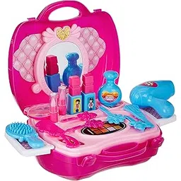 Amazon Brand - Jam & Honey Makeup Set for Girls | Lightweight Portable Plastic Suitcase Kit | Ideal for 3+ Years Kids | Non-Toxic | Kid-Friendly | Pink & Blue-picture-12