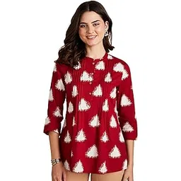 amazon brand - myx Women's Cotton Printed A-line Short Kurti (Available in Plus Sizes)-picture-23