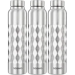 Amazon Brand - Solimo Stainless Steel Cubix Water Bottles Set of 3, 1L Each | Rust-Resistant, Shatter-Proof, Spill-Proof | Food Grade Steel | Office, School, Travel | Dishwasher Safe (Silver)-picture-24
