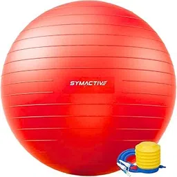 Amazon Brand - Symactive Anti-Burst Rubber Gym Ball with Foot Pump | Round Shape Swiss Ball for Workout, Yoga, Balance & Stability | Birthing Ball for Pregnancy | 85 cm | Red-picture-17