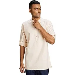 amazon brand - symbol Men's 100% Cotton Solid Short Length Casual Kurta - Regular Fit (Available in Plus Sizes)-picture-24