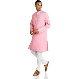amazon brand - symbol Men's Cotton Kurta Pyjama (SYMETHSET-5_Pink_Small)-picture-25