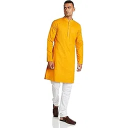 amazon brand - symbol Men's Cotton Solid Long Kurta Pyjama Set (2pcs)-picture-13