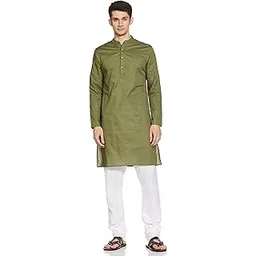 amazon brand - symbol Men's Cotton Solid Long Kurta Pyjama Set (2pcs)-picture-11