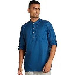 amazon brand - symbol Men's Cotton Solid Short Kurta (Regular Fit)-picture-23