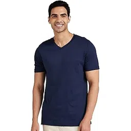 amazon brand - symbol Men's Cotton Solid V-Neck Regular Fit T-Shirt (Available in Plus Size)-picture-26