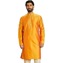 amazon brand - symbol Men's Rayon Solid Festive Embellished Long Kurta (Regular Fit)-picture-39