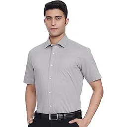amazon brand - symbol Men's Solid 100% Cotton Half Sleeve Regular Fit Formal Shirt-picture-49
