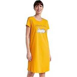 amazon brand - symbol Women's Casual Relaxed Cotton Knee Length Regular Fit Nighty-picture-34