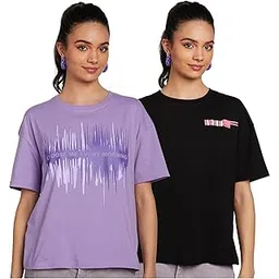 amazon brand - symbol Women's Cotton Stretch Oversized Fit Round Neck Half Sleeve T-Shirt (Available in Plus Sizes)-picture-22