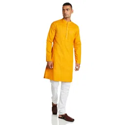 amazon brand - symbol Men's Cotton Solid Long Kurta Pyjama Set (2pcs) image 1