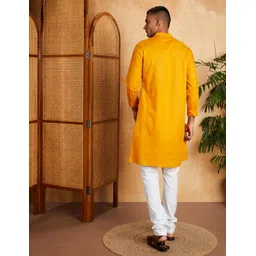 amazon brand - symbol Men's Cotton Solid Long Kurta Pyjama Set (2pcs) image 2